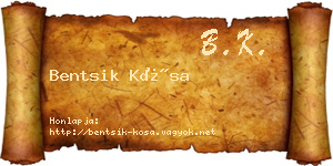 Bentsik Kósa névjegykártya